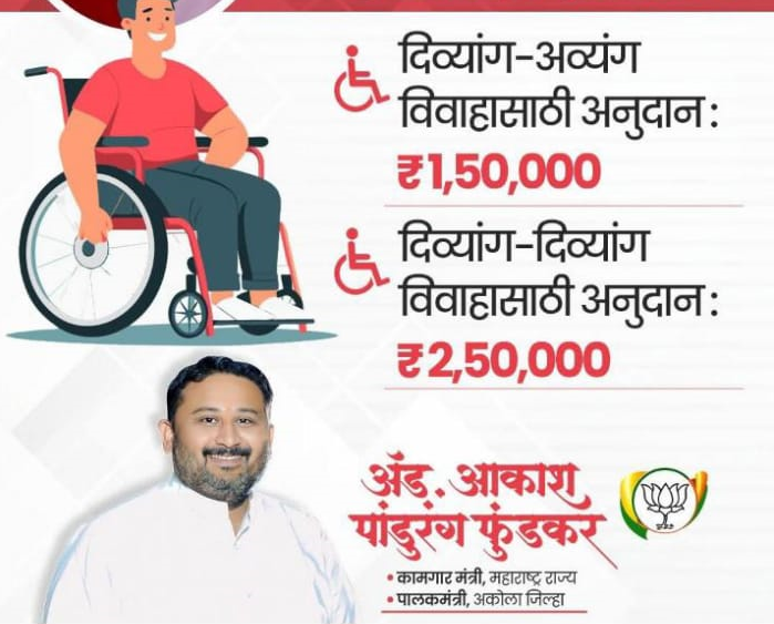 दिव्यांग विवाहासाठी शासनाकडून आर्थिक अनुदान योजना
